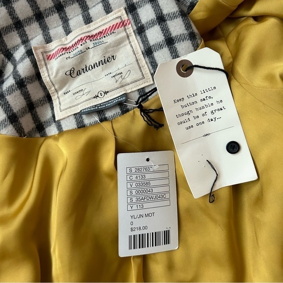 NWT Anthropologie Cartonnier Yellow Plaidblock Peacoat Jacket Mustard Yellow 0 - Picture 11 of 11